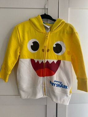 2/$20 Baby Shark Yellow & White Kids Zip-Up Hoodie